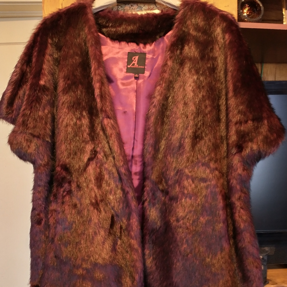 Luxury Purple Faux Fur Vest by Adrienne Landau